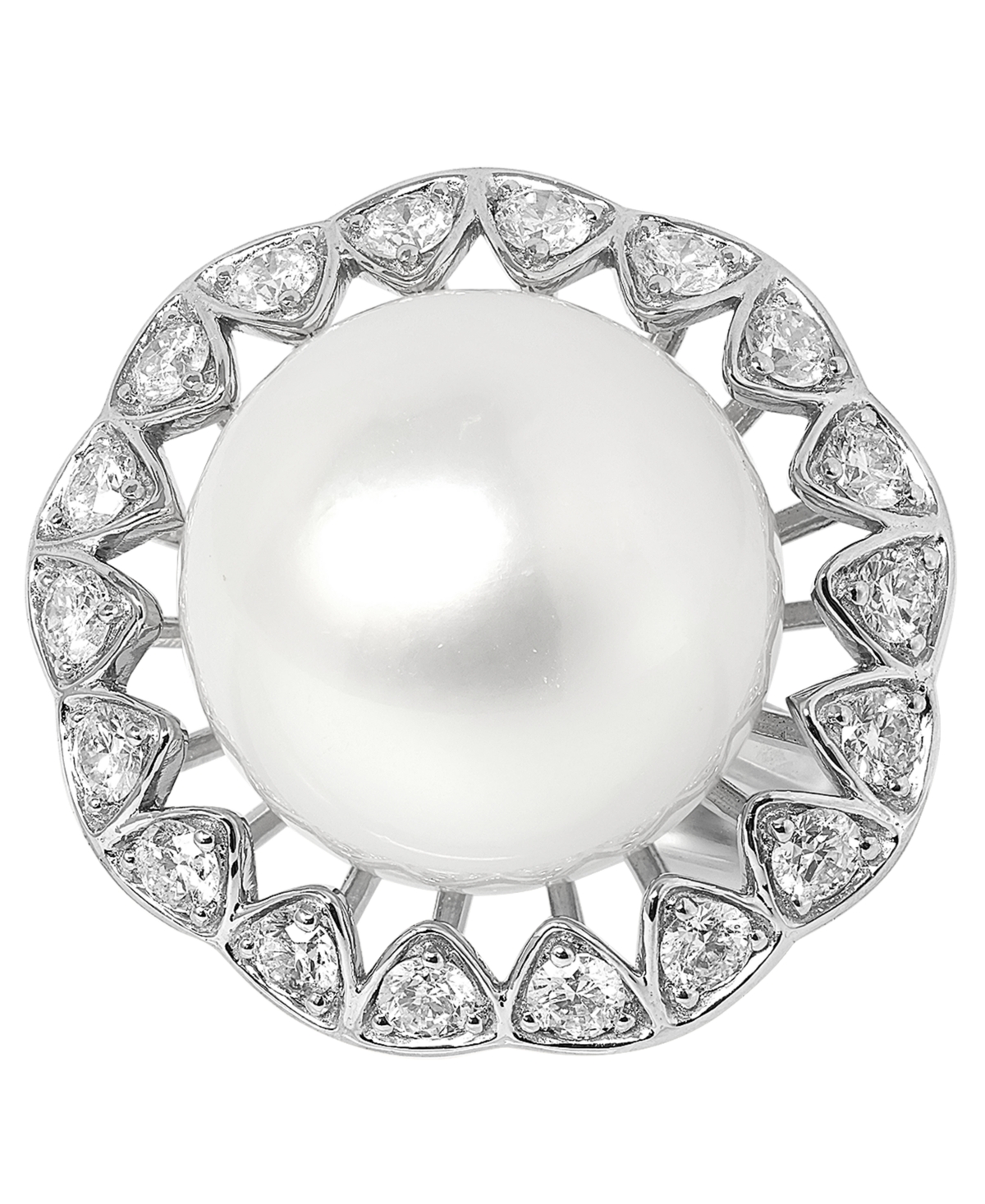 Macy's White South Sea Pearl (14mm) and Diamond (3/4 ct. t.w.) Ring in 14K White Gold