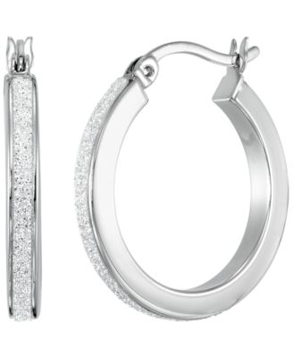 Polished Glitter 3-Pc. Set Hoop Earrings in Sterling Sliver