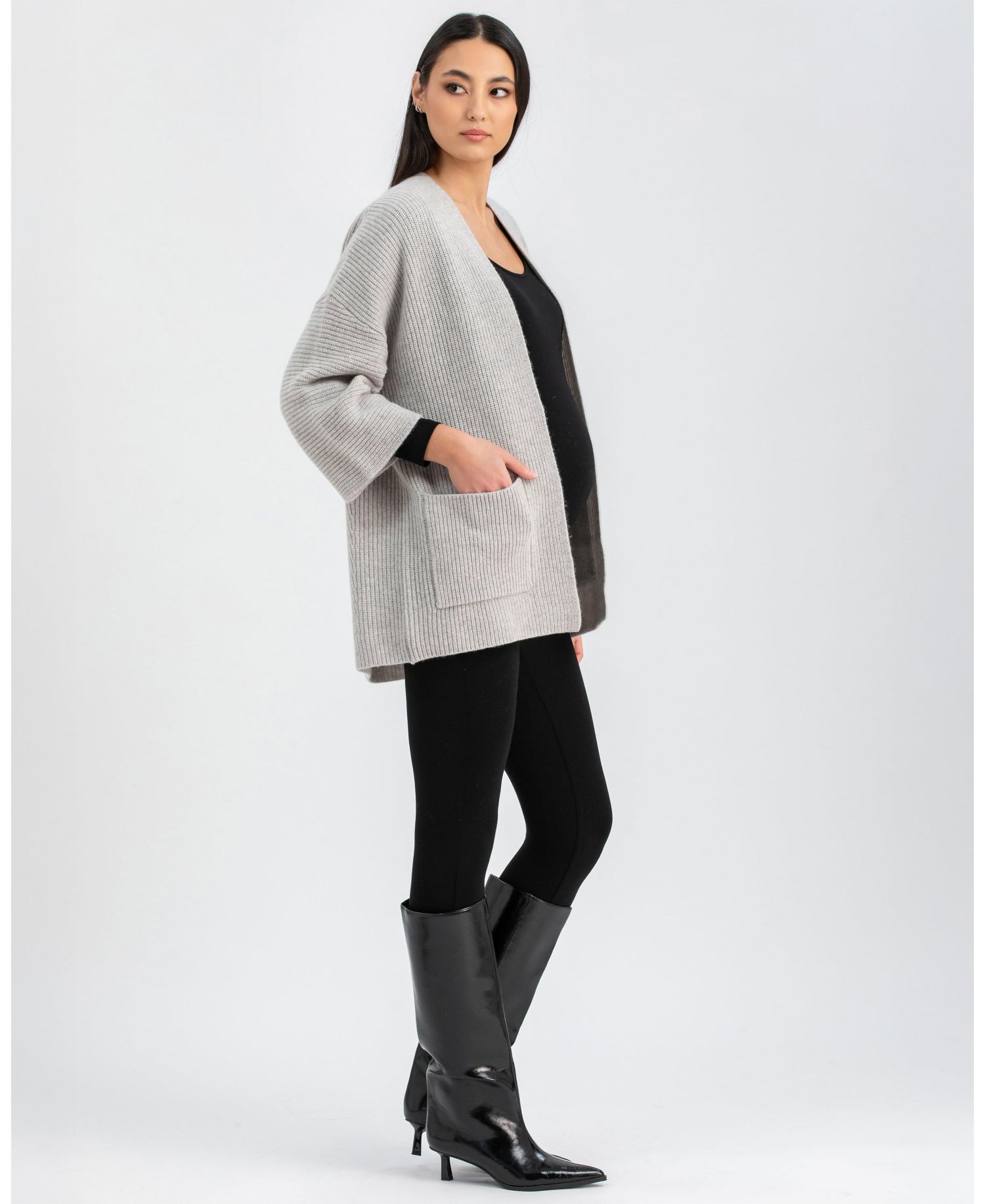 Maternity Slim Scoop Neck Maddy Jumpsuit with Long Sleeves