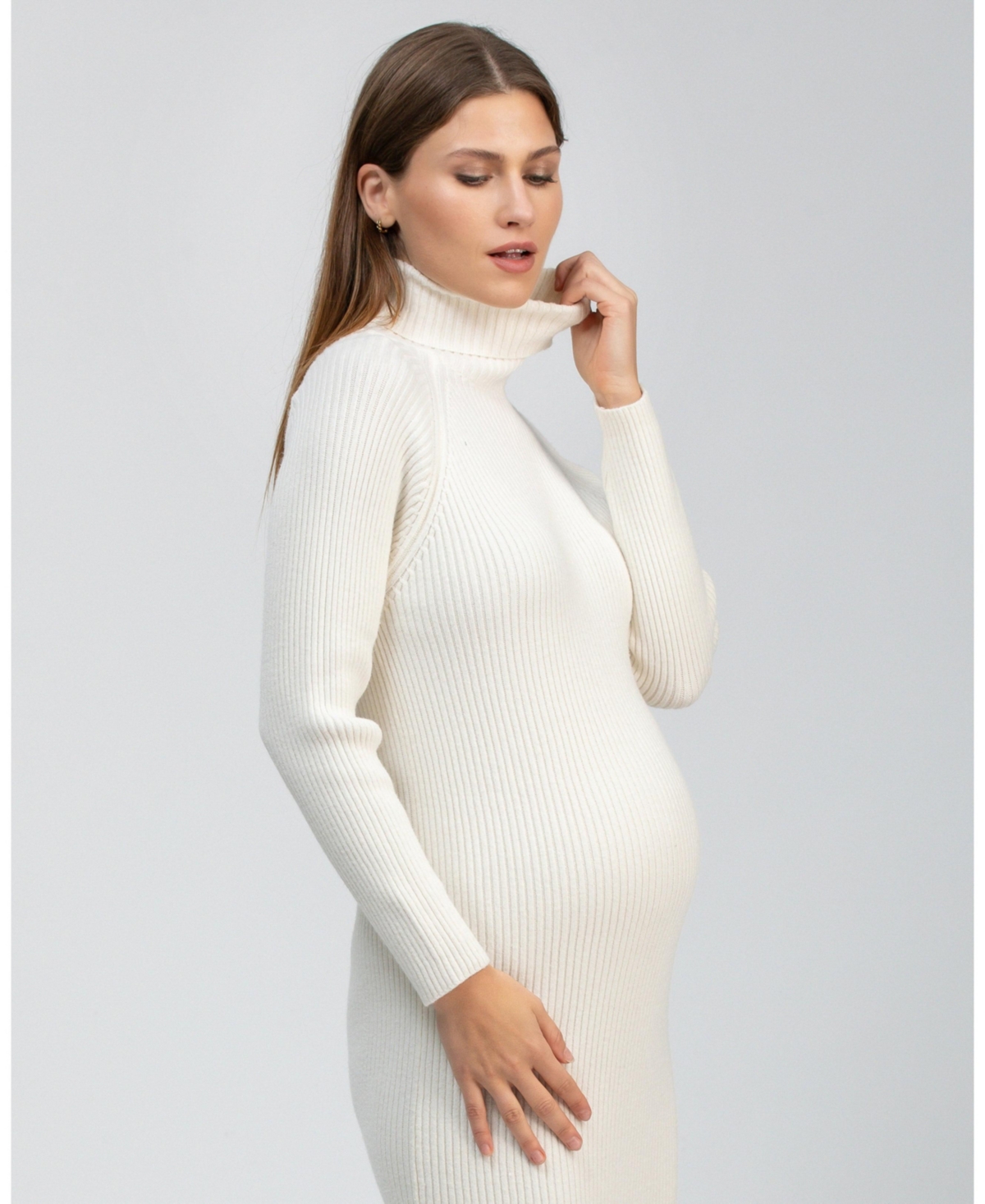 Maternity Ribbed Turtleneck Bodycon Maxi Dress Giorgia