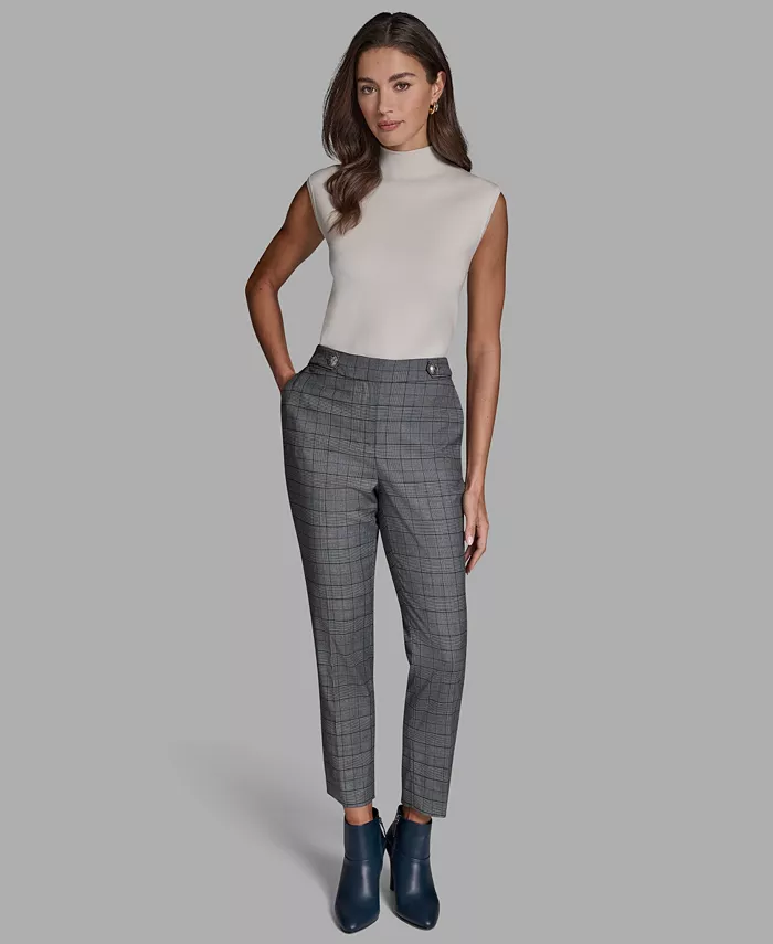 Women's Plaid High-Rise Straight Pants