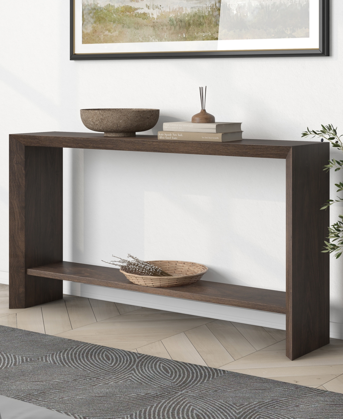 Hudson & Canal Osman 55" Wood Wide Rectangular Console Table