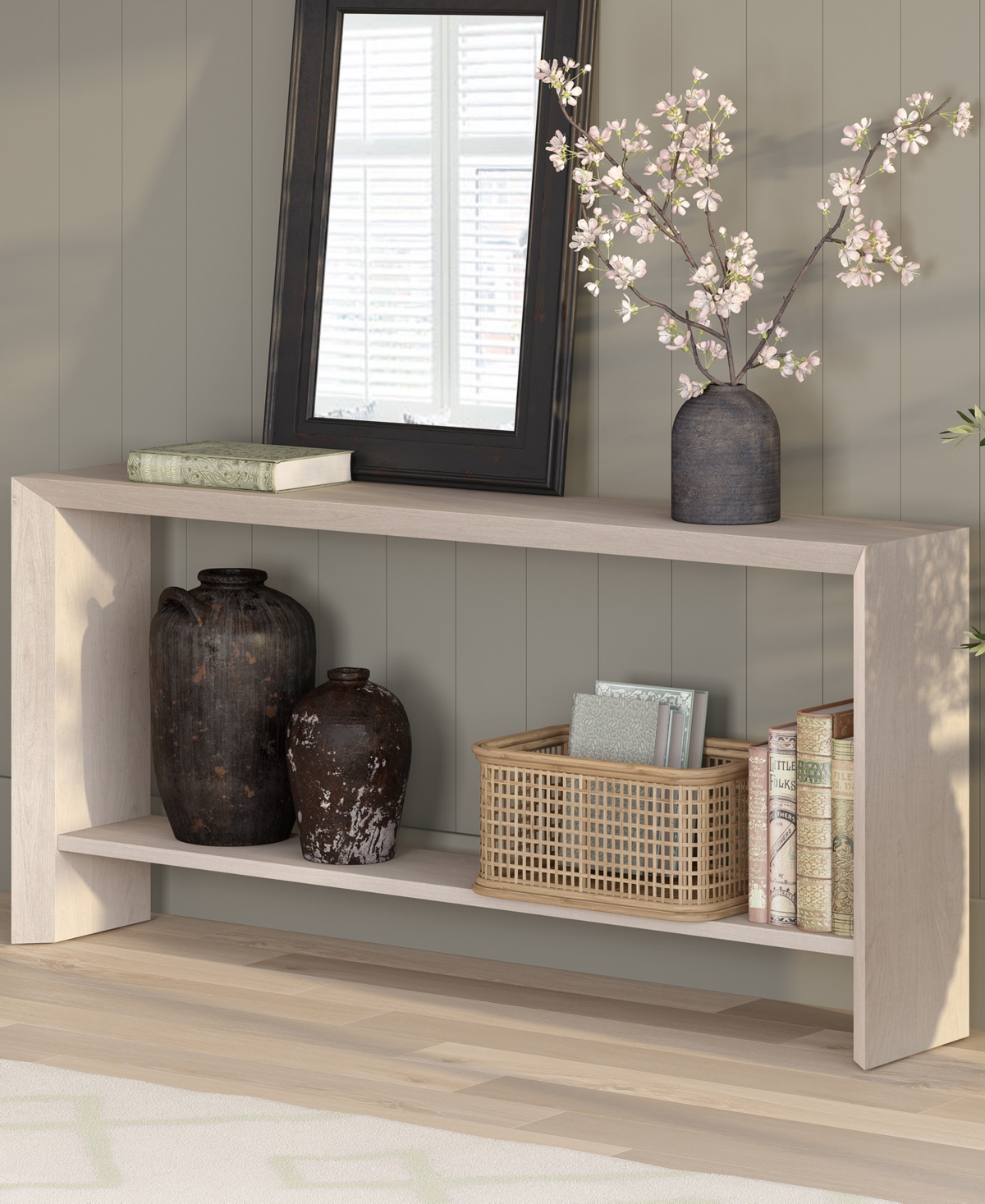 Hudson & Canal Osman 64" Wood Wide Rectangular Console Table