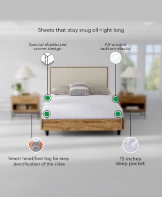 Brushed Cool Crisp 225-Thread Count Solid Cotton 3-Pc. Sheet Set, Twin XL