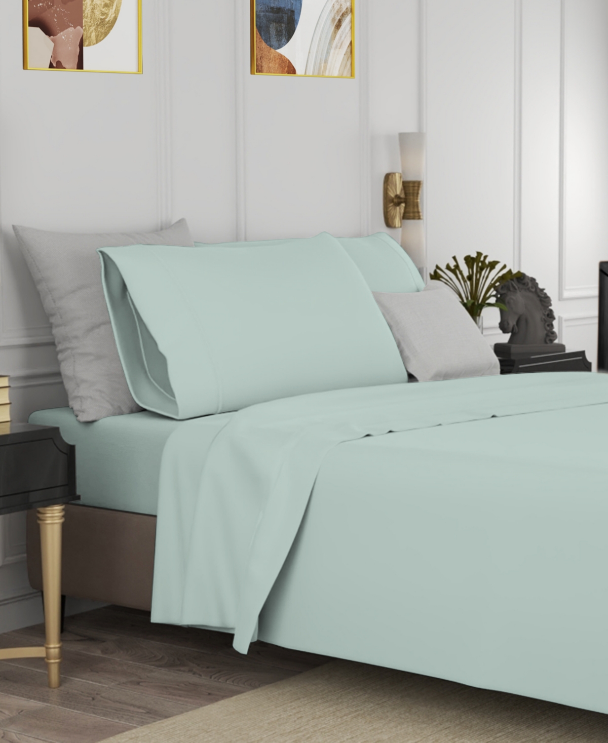 Color Sense Brushed Cool Crisp Solid Cotton 4-pc. Sheet Set, Full In ...