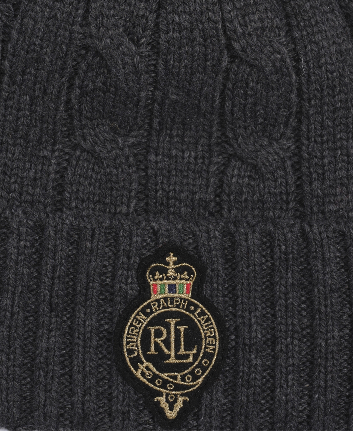 Ralph Lauren Cable Crest Patch Hat In Gray