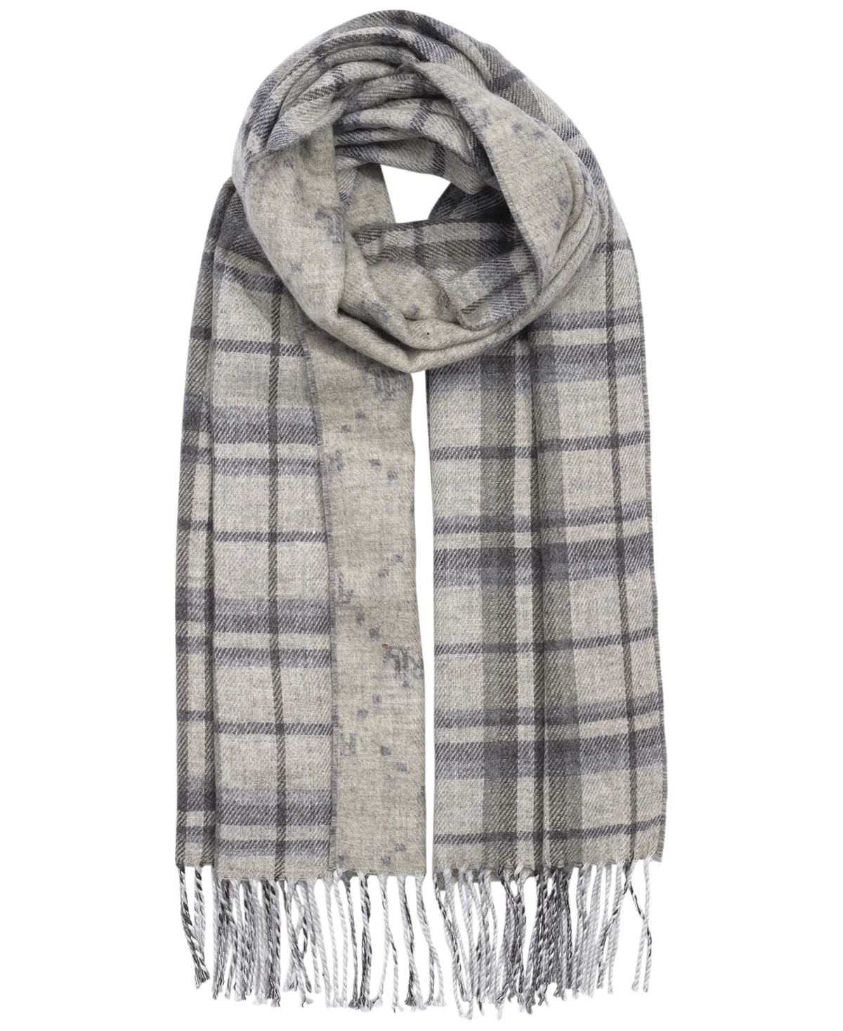 Lauren Ralph Plaid and Logo Double Face Scarf