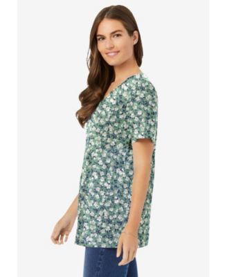 Plus Size Within Perfect Printed Short-Sleeve V-Neck Tee