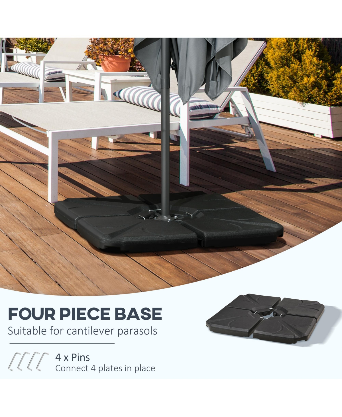Outsunny 4 Pieces Patio Umbrella Base w/ U-Locking,