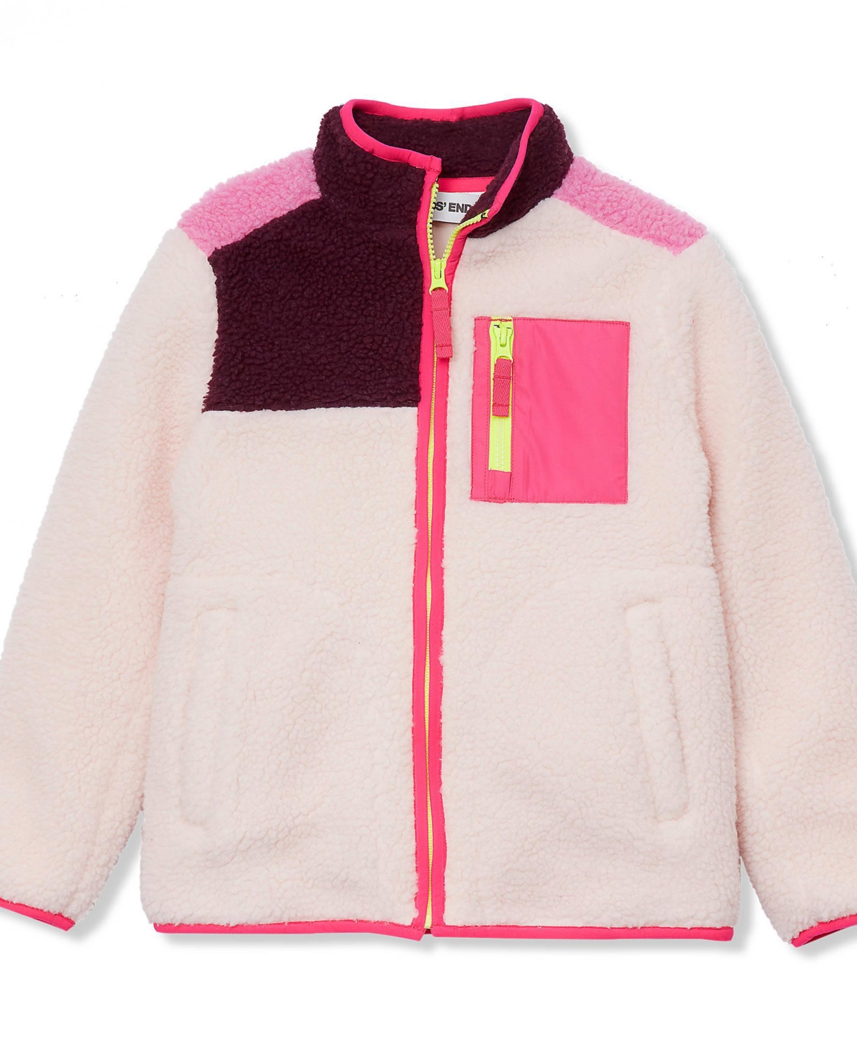 Lands' End Girls High Pile Contrast Full Zip Up Jacket