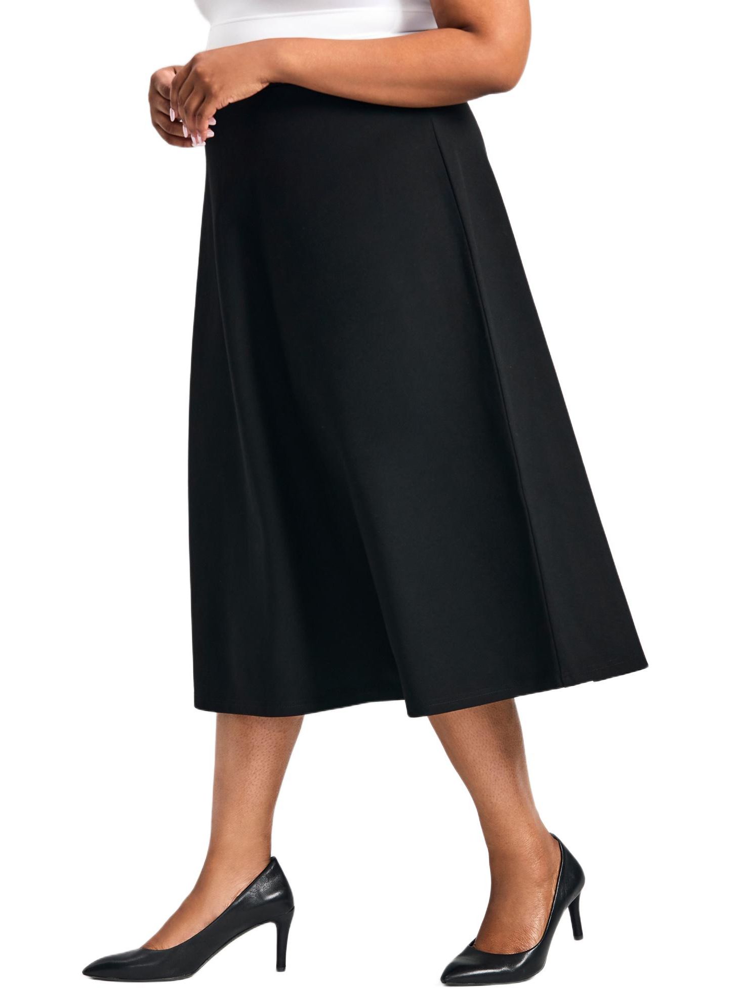 Женская юбка AVENUE Plus Size Jada Ponte Swing, цвет: Чёрный — фото 2