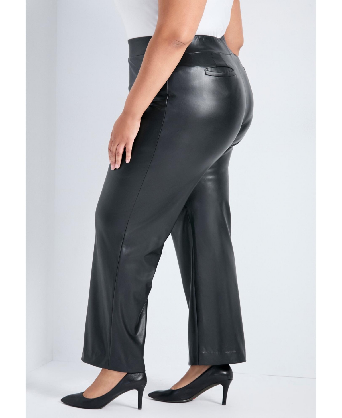 Avenue Women's Plus Tessa Leather Wide Leg Pant