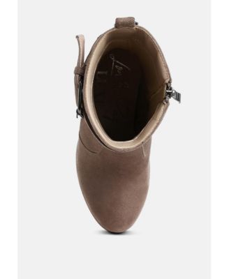 Womens Wanderer Flared Block Heel Mid-Calf Boots