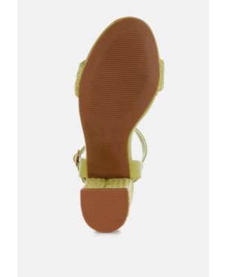 Womens Tulata Raffia Pin Buckle Block Heels