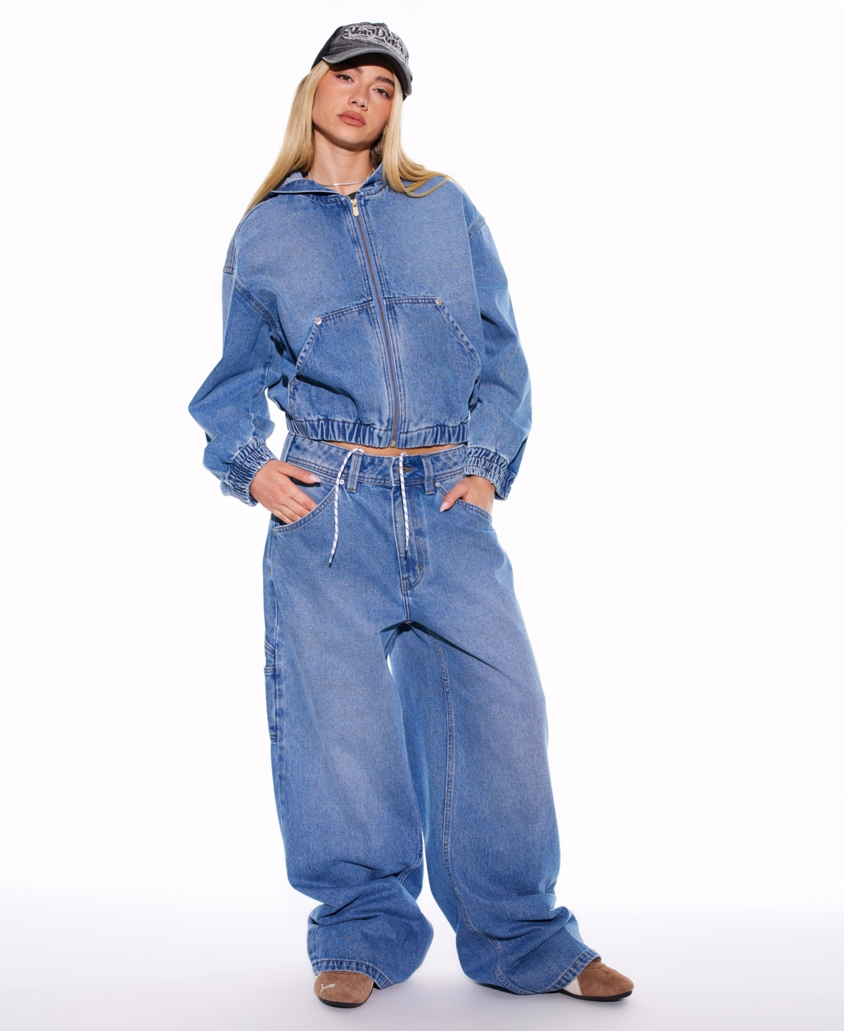 Abrand Women's Hooded Long-Sleeve Bomber Jacket