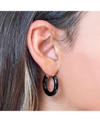 Onyx Hoop Earrings 25 millimeters