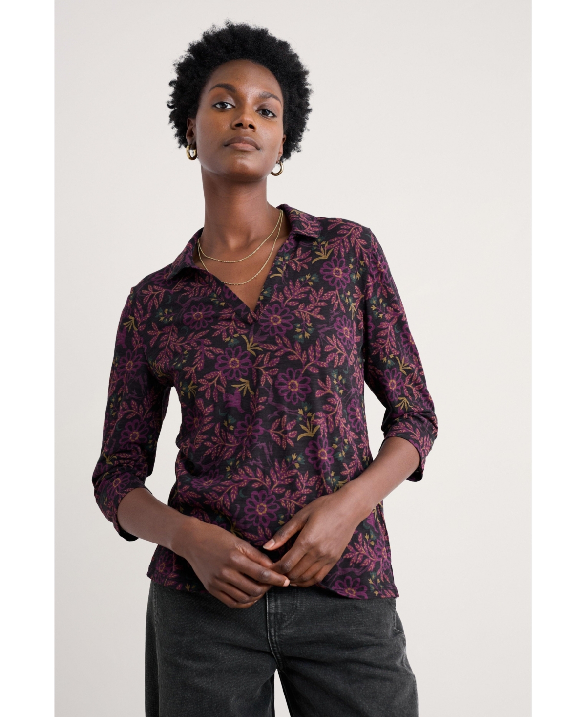 Seasalt Cornwall Women's Wavecrest Quarter Sleeve Shirt