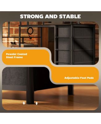 67&amp;#x22; Computer Desk Home Office Desk with File Cabinet Lights