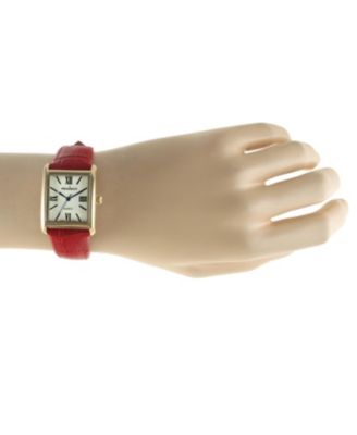 Women's Tank Watch Roman Dial Red Leather Strap