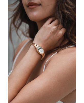 Women's Gold 30x25mm Sun Moon Dial Link Bracelet Watch