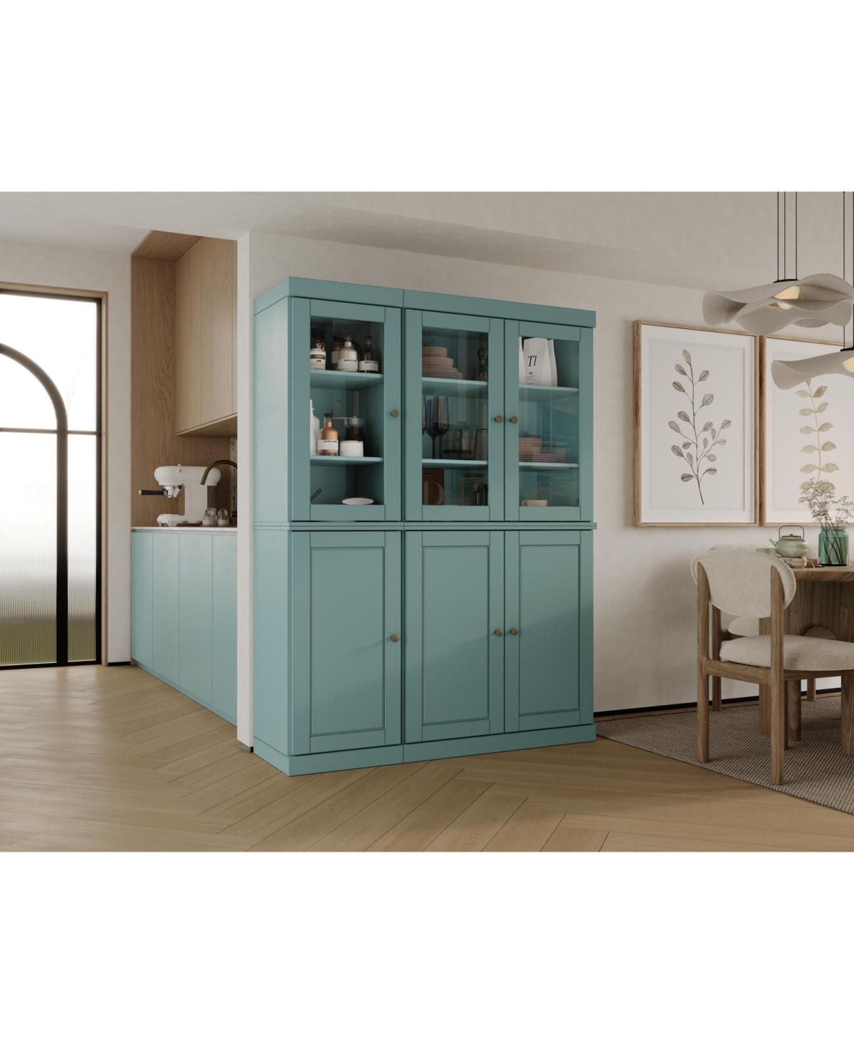 Palace Imports 100% Solid Wood 48.5" Pantry China Cabinet with Raised Panel, Clear Glass Doors & Adjustable Shelves