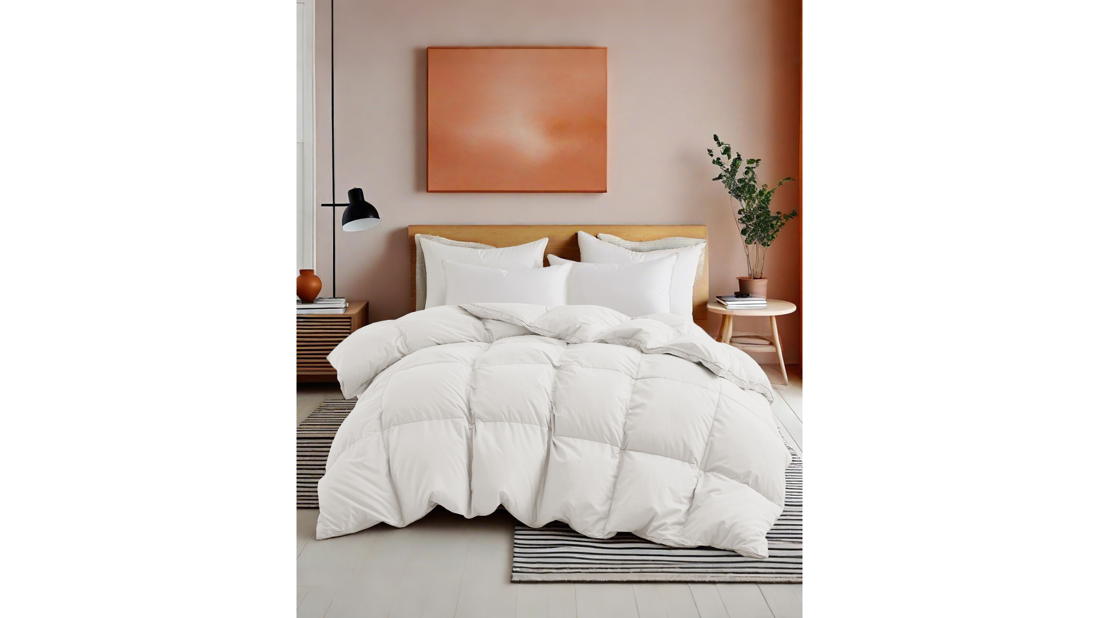 Unikome Heavyweight White Goose Feather and Fiber Comforter, Full/Queen
