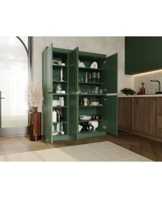 100% Solid Wood Pantry Cabinet with Raised Panel Doors, Adjustable Shelves, 48.5" Wide, 71.5" Tall