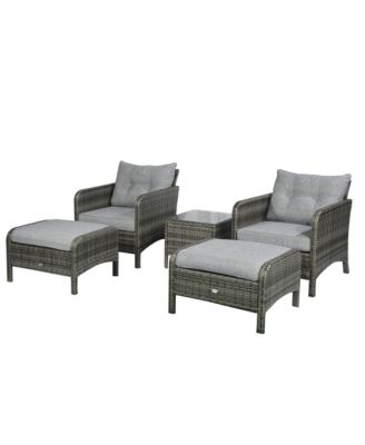 5pcs Outdoor Patio Furniture Set All Weather Wicker Conversation Set