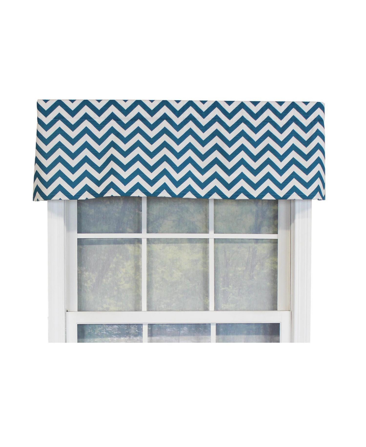 Rlf Home Zig-Zag Tailored 100% Cotton with Fully Lined 3" Rod Pocket Valnance for Windows 50" x 14" Blue