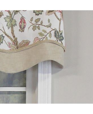 Gianna Glory Valance White. 3" Rod Pocket, Layered, Trimmed. 50"W X 16"L