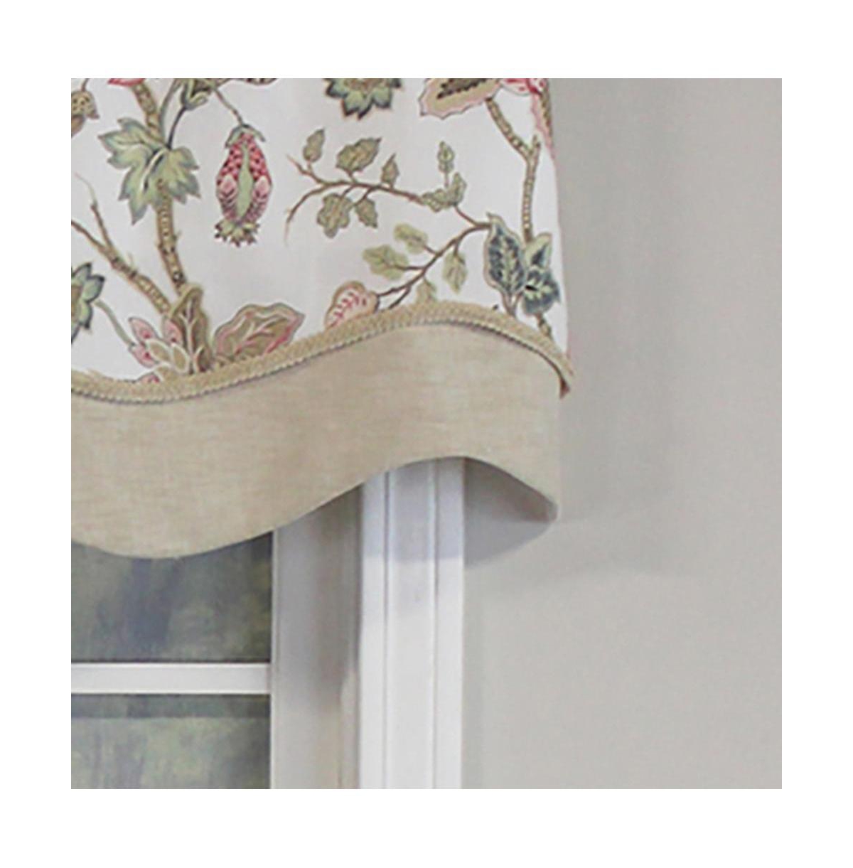 Rlf Home Gianna Glory Valance Red. 3" Rod Pocket, Layered, Trimmed. 50"W X 16"L