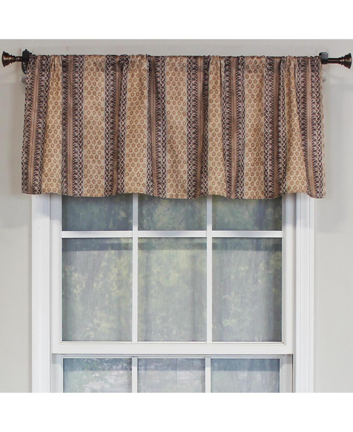 Rlf Home Spice Stripe Tailored 100% Cotton with Fully Lined 3" Rod Pocket Valnance for Windows 50" x 14" Mulberry