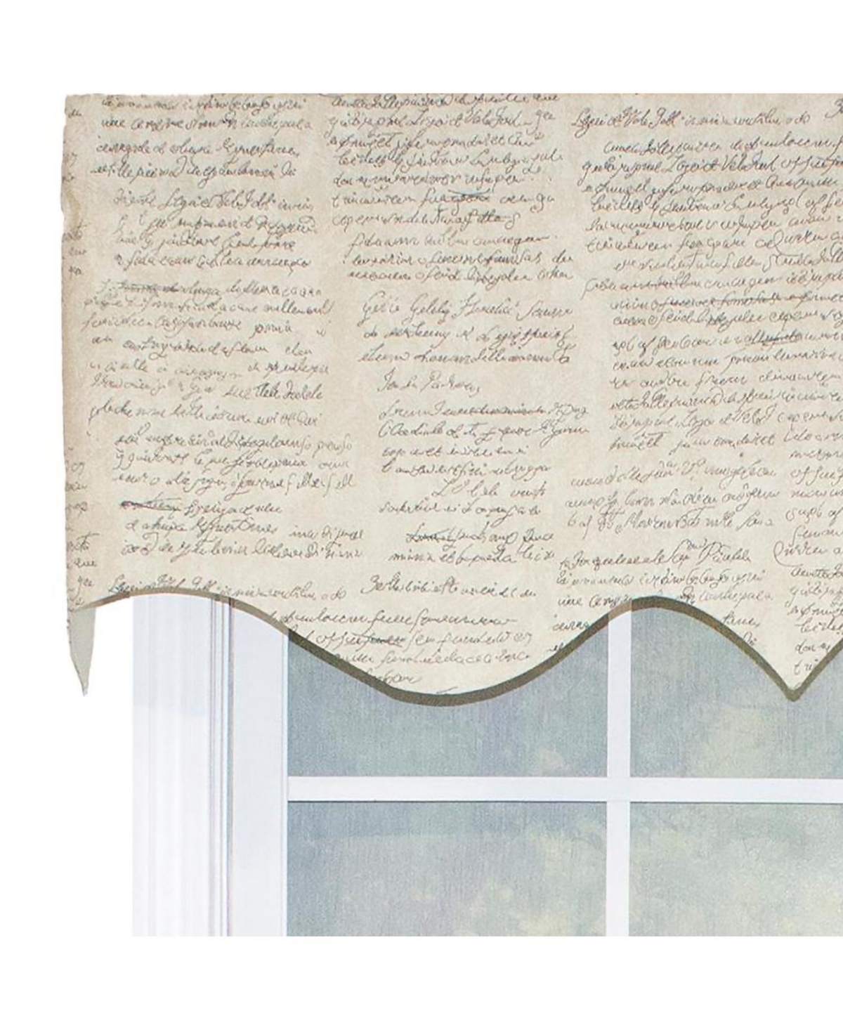 Rlf Home Cursive Regal 100% Cotton with Fully Lined 3" Rod Pocket Valnance for Windows 50" x 17" Putty