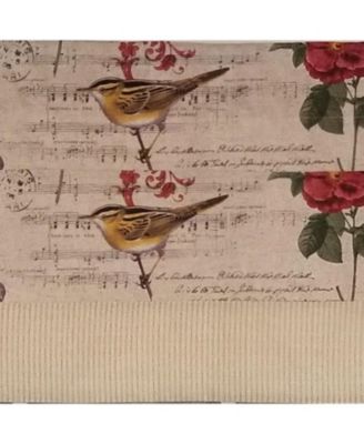 Song Bird Banded 100% Cotton with Fully Lined 3" Rod Pocket Valnance for Windows 50" x 15" Beige
