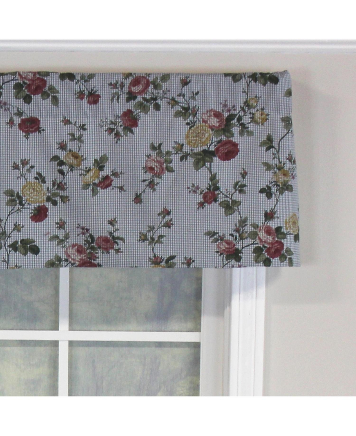 Rlf Home Flower Grid Tailored 100% Cotton with Fully Lined 3" Rod Pocket Valnance for Windows 50" x 14" Chetwode