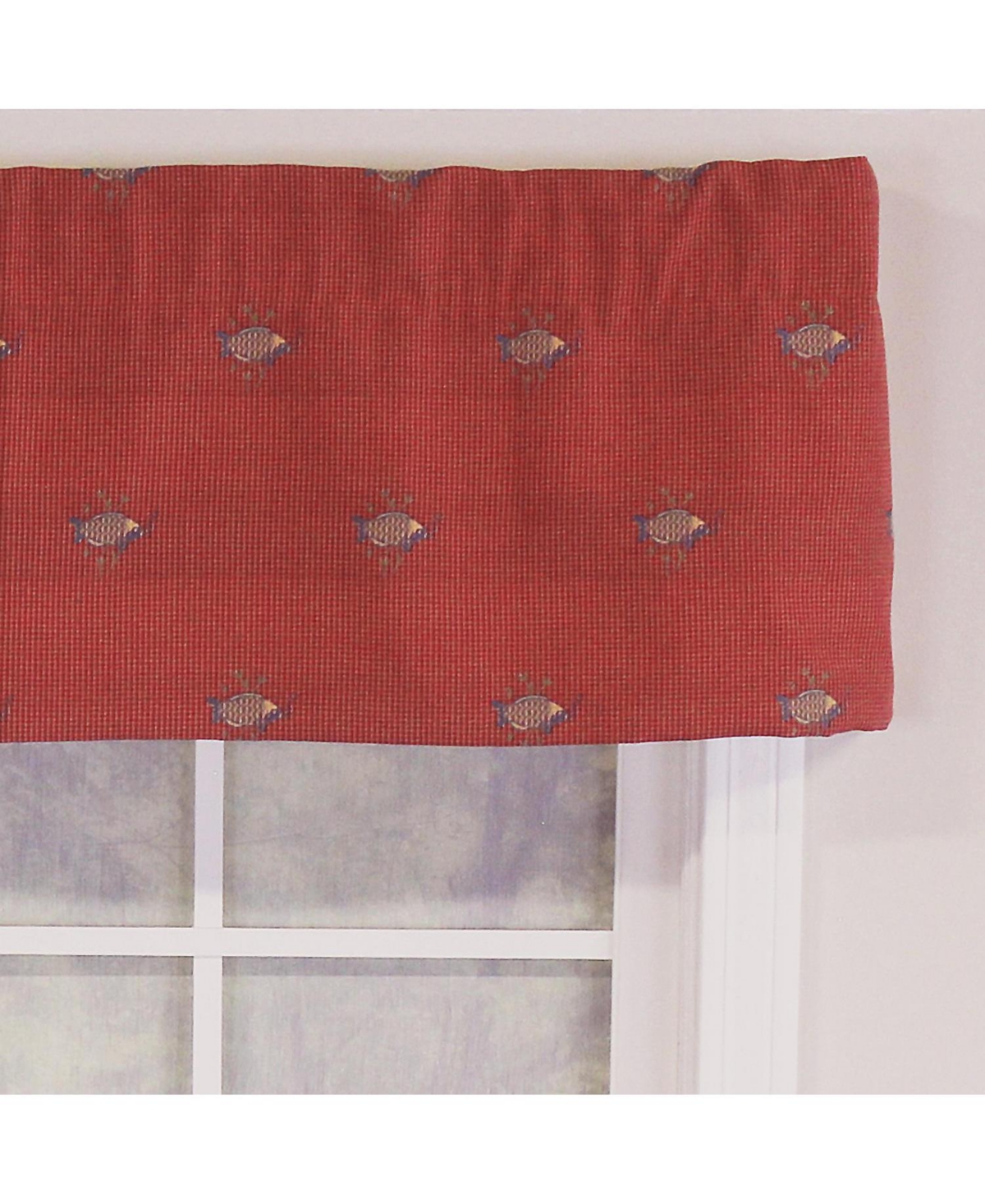 Rlf Home Bubbles Tailored 100% Cotton with Fully Lined 3" Rod Pocket Valnance for Windows 50" x 14" Red