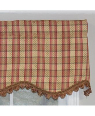 Bazaar Plaid Trimmed Provance 100% Cotton with Fully Lined 3" Rod Pocket Valnance for Windows 50" x 15" Cornflower