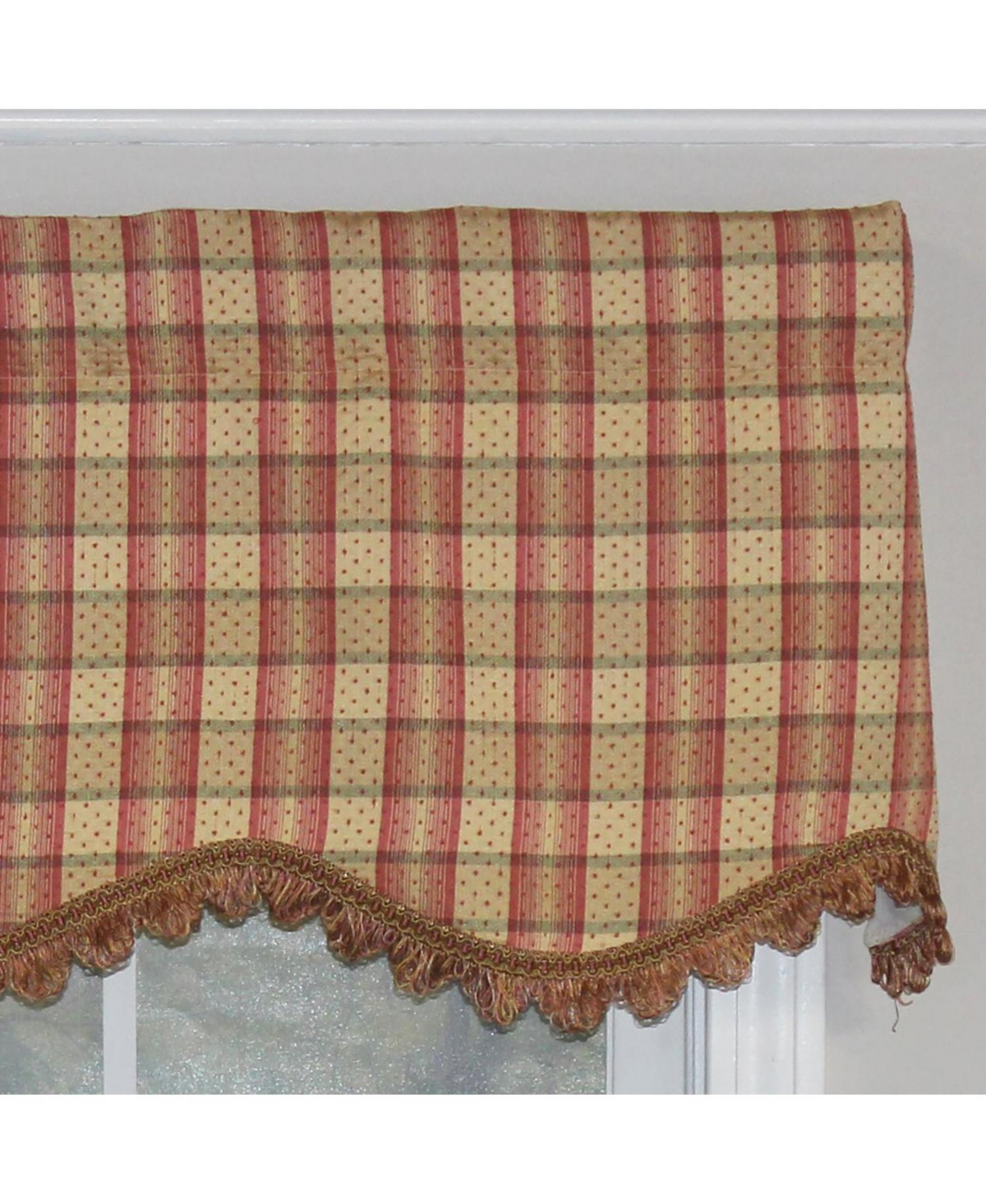 Rlf Home Bazaar Plaid Trimmed Provance 100% Cotton with Fully Lined 3" Rod Pocket Valnance for Windows 50" x 15" Cornflower