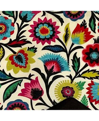 Fiesta Floral Petticoat Window Treatment High Quality Valance 3" Rod Pocket 50" x 15" Black/Multicolor