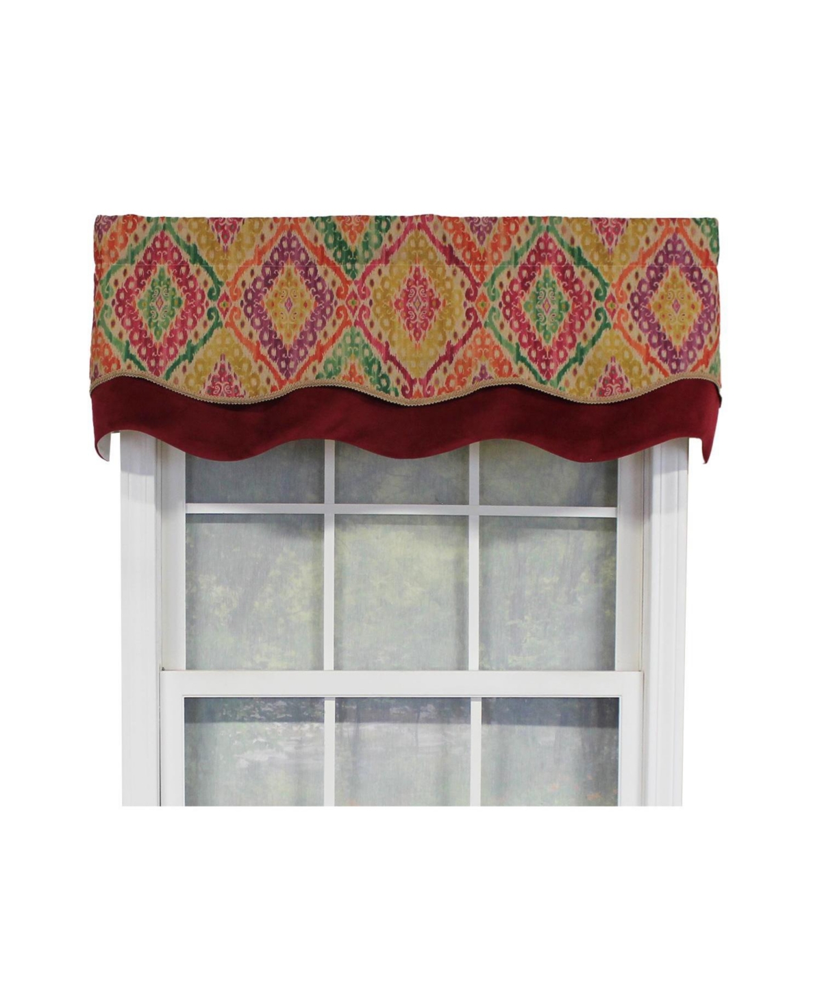 Rlf Home Icicles Trimmed Glory 100% Cotton with Fully Lined 3" Rod Pocket Valnance for Windows 50" x 16" Multi