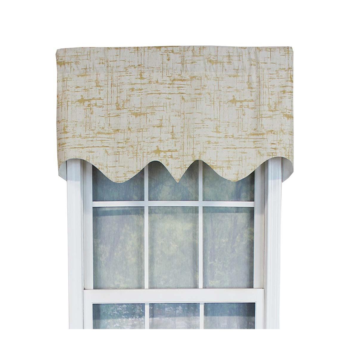 Rlf Home Zino Gold Thin Lines Regal Window Treatment High Quality Valance 3" Rod Pocket 50" x 17" Gold/Ivory