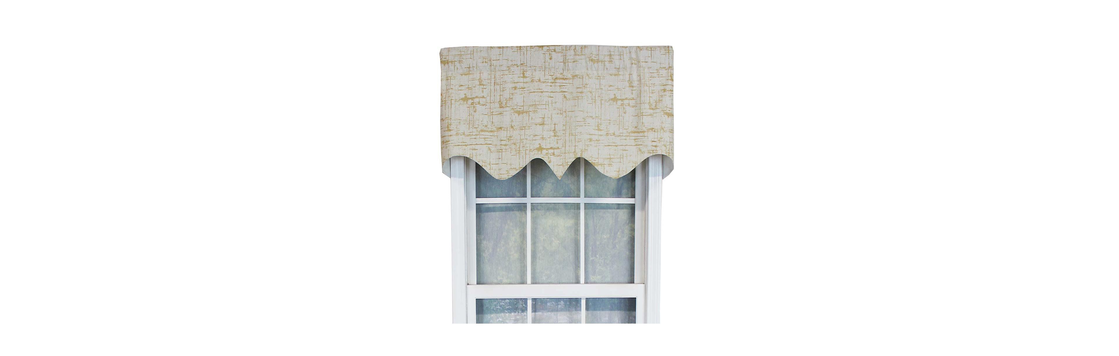 Rlf Home Zino Gold Thin Lines Regal Window Treatment High Quality Valance 3" Rod Pocket 50" x 17"
