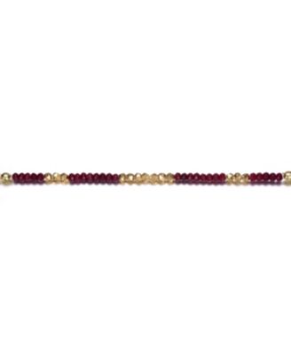 14k Gold Plated Bracelet With Colored Beads in Pattern