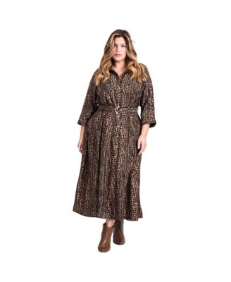 Women's Plus Size Flora Belted Shirtdress