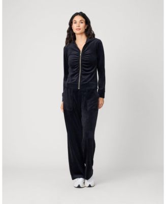 Cable & Gauge Women's Ruched Zip-Up Velour Set - Macy's