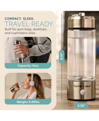 HydroLife Plus Alkaline & Hydrogen Water Bottle – 420ml Portable Glass Generator with SPE/PEM Technology, Ionizer Filter & Rechargeable Design