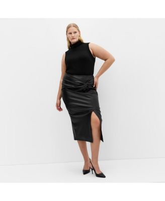 Plus Size Petra Faux Leather Midi Skirt