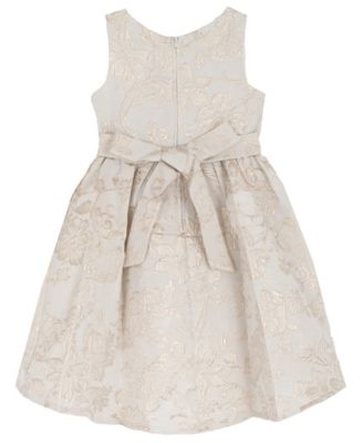 Girls' 2T-6X Round Neck Shimmery Bow Detail Dress