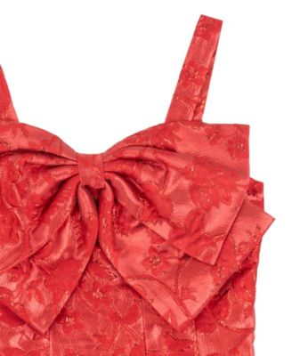 Girls' 7-16 Brocade Paneled Bow Sleeveless Dress