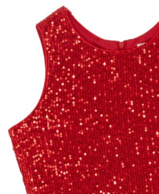 Girls' 7-16 Sequin Mesh Walk Through Sleeveless Dress